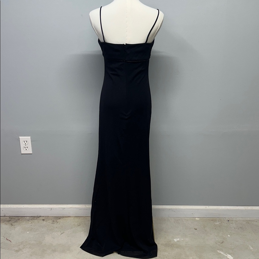 Vintage Black Formal Dress Gown Y2K 90s Fairy Boho Size 7/8 Floral Prom Ruffle - Picture 5 of 7